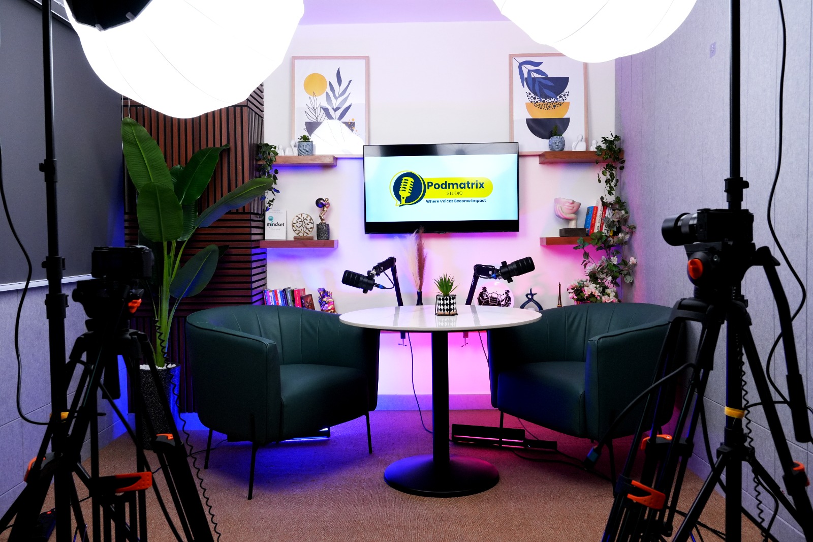 Podmatrix Professional Podcast Studio with Acoustic Panels and Microphones
